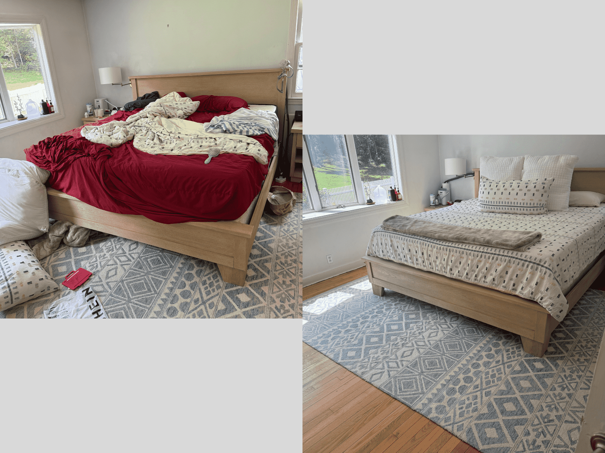 Organized bedroom space after cleaning